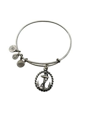 Alex and Ani Silver Anchor Rope Charm Bangle